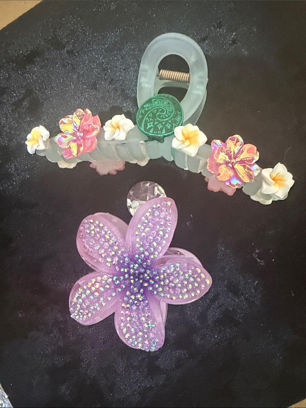 Iridescent Pink Floral Hair set of two. Beautiful!.Clip for Women - Picture 7 of 7